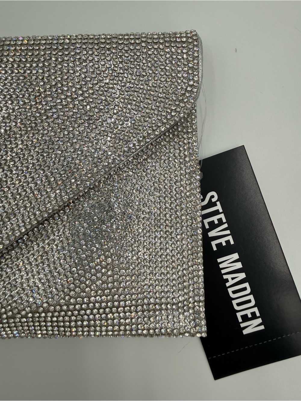Steve Madden Silver Rhinestone Envelope Clutch Bag NWT - Picture 9 of 9